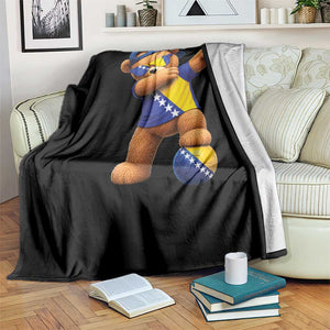 Funny Bosnia Teddy Bear Dabbing Fudbal Fan Gift Throw Blanket TS12 Print Your Wear