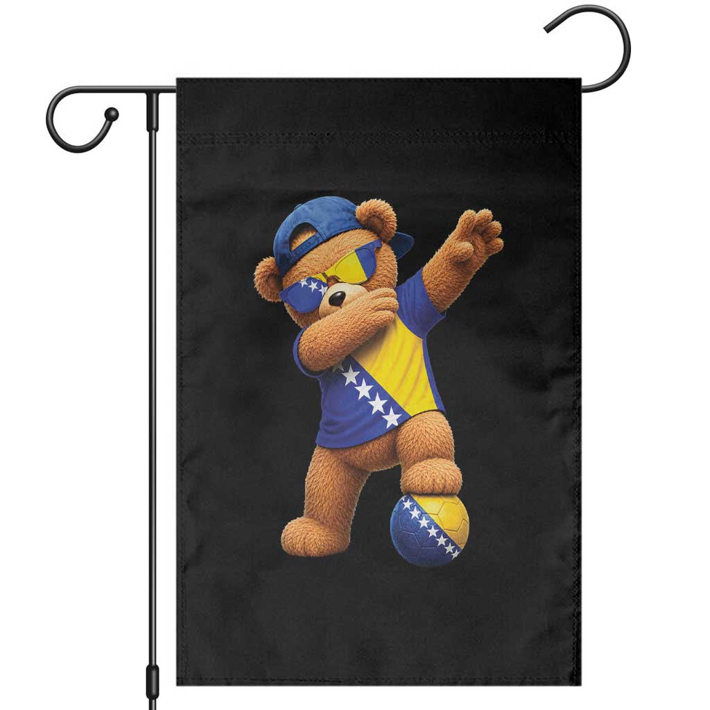 Funny Bosnia Teddy Bear Dabbing Fudbal Fan Gift Garden Flag TS12 Black Print Your Wear