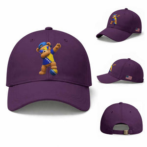 Funny Bosnia Teddy Bear Dabbing Fudbal Fan Gift Baseball Cap TS12 Baseball Cap Universal Fit Purple Print Your Wear
