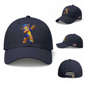 Funny Bosnia Teddy Bear Dabbing Fudbal Fan Gift Baseball Cap TS12 Baseball Cap Universal Fit Navy Print Your Wear