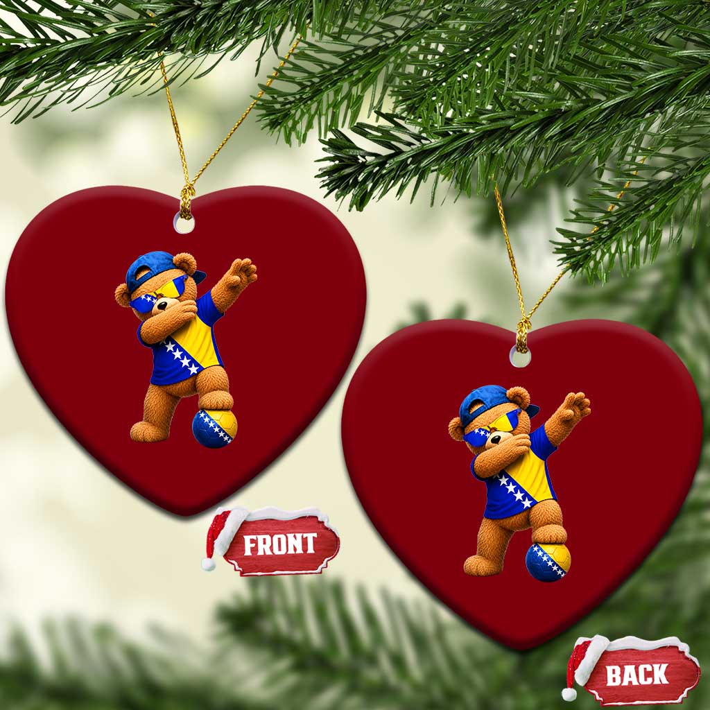 Funny Bosnia Teddy Bear Dabbing Fudbal Fan Gift Ceramic Ornament TS12 Print Your Wear