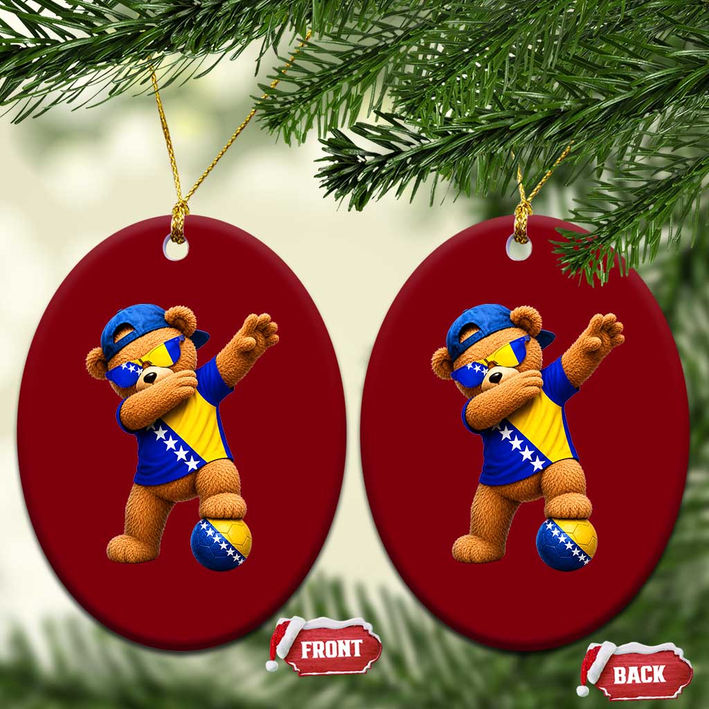 Funny Bosnia Teddy Bear Dabbing Fudbal Fan Gift Ceramic Ornament TS12 Print Your Wear