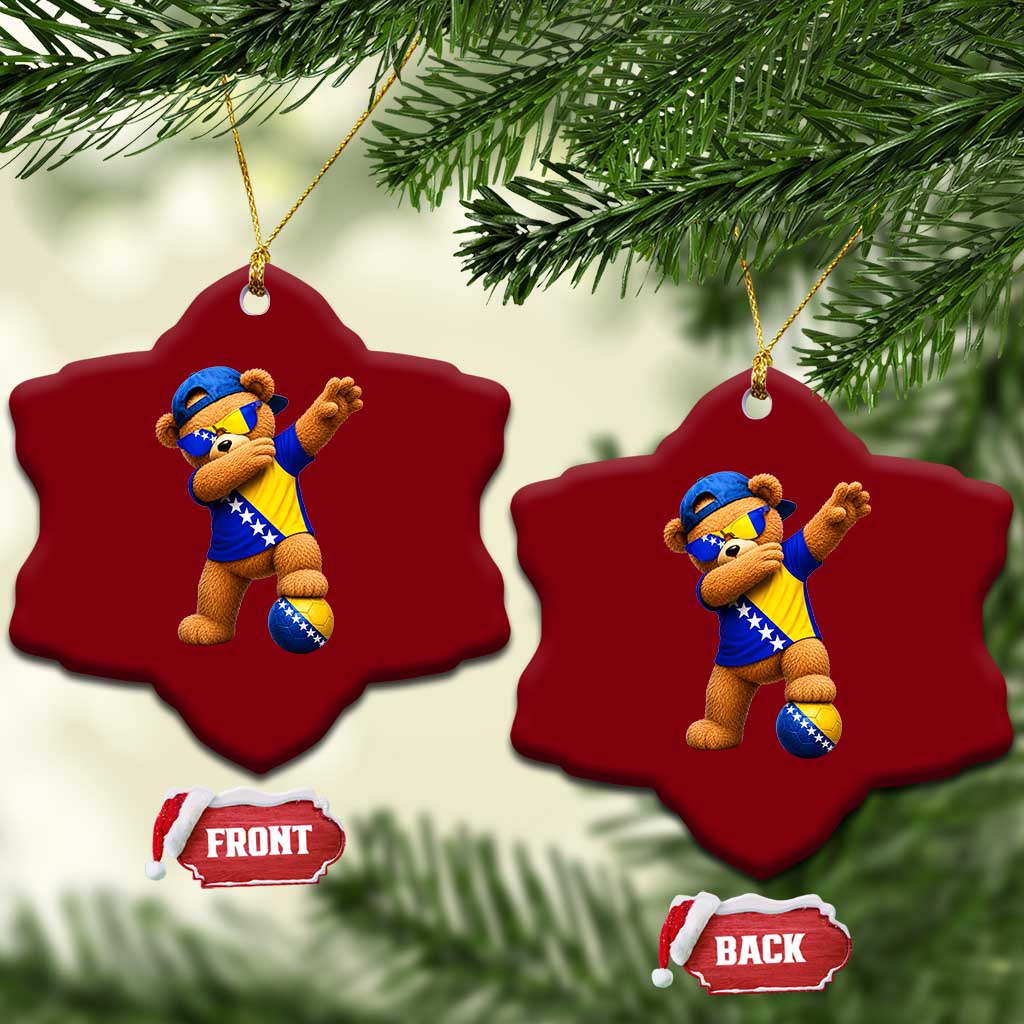 Funny Bosnia Teddy Bear Dabbing Fudbal Fan Gift Ceramic Ornament TS12 Print Your Wear