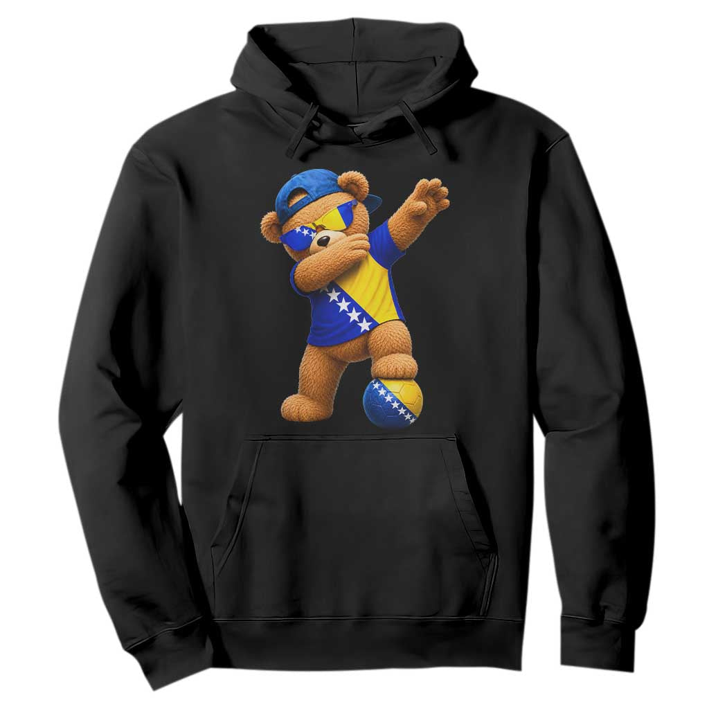 Funny Bosnia Teddy Bear Dabbing Fudbal Fan Gift Hoodie TS12 Black Print Your Wear