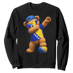 Funny Bosnia Teddy Bear Dabbing Fudbal Fan Gift Sweatshirt TS12 Black Print Your Wear