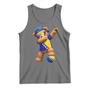 Funny Bosnia Teddy Bear Dabbing Fudbal Fan Gift Tank Top TS12 Black Heather Print Your Wear