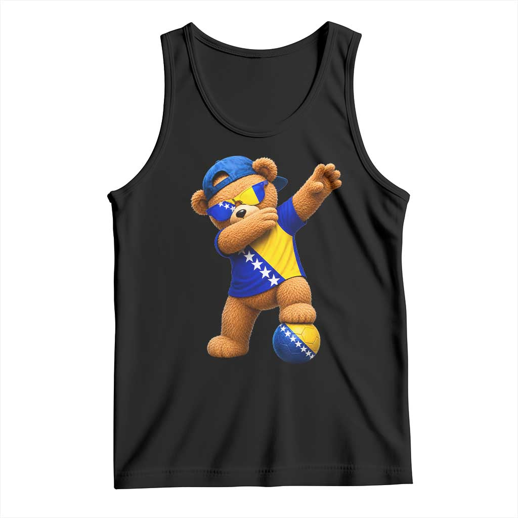 Funny Bosnia Teddy Bear Dabbing Fudbal Fan Gift Tank Top TS12 Black Print Your Wear