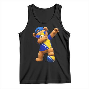 Funny Bosnia Teddy Bear Dabbing Fudbal Fan Gift Tank Top TS12 Black Print Your Wear