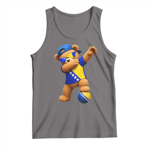 Funny Bosnia Teddy Bear Dabbing Fudbal Fan Gift Tank Top TS12 Deep Heather Print Your Wear