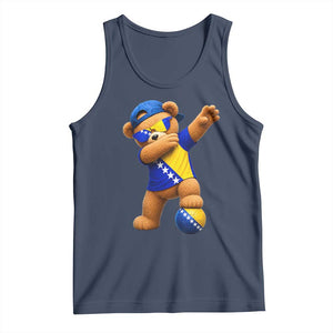 Funny Bosnia Teddy Bear Dabbing Fudbal Fan Gift Tank Top TS12 Navy Print Your Wear