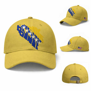 Bosnia And Herzegovina Word Art Map Baseball Cap Bosnian Pride Gift TS12 Baseball Cap Universal Fit Yellow Print Your Wear