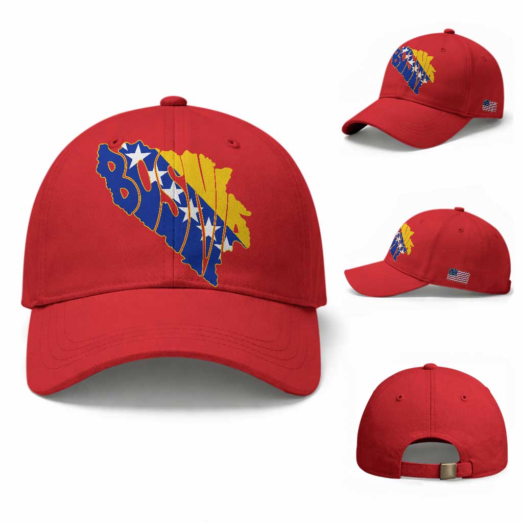 Bosnia And Herzegovina Word Art Map Baseball Cap Bosnian Pride Gift TS12 Baseball Cap Universal Fit Red Print Your Wear