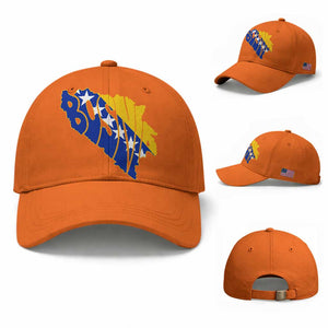 Bosnia And Herzegovina Word Art Map Baseball Cap Bosnian Pride Gift TS12 Baseball Cap Universal Fit Orange Print Your Wear