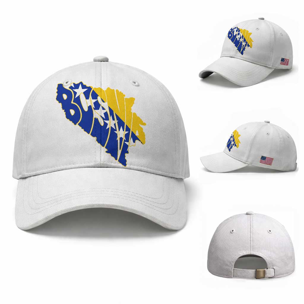 Bosnia And Herzegovina Word Art Map Baseball Cap Bosnian Pride Gift TS12 Baseball Cap Universal Fit White Print Your Wear