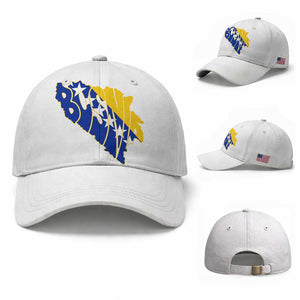 Bosnia And Herzegovina Word Art Map Baseball Cap Bosnian Pride Gift TS12 Baseball Cap Universal Fit White Print Your Wear