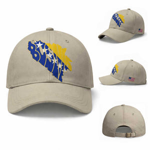 Bosnia And Herzegovina Word Art Map Baseball Cap Bosnian Pride Gift TS12 Baseball Cap Universal Fit Beige Print Your Wear
