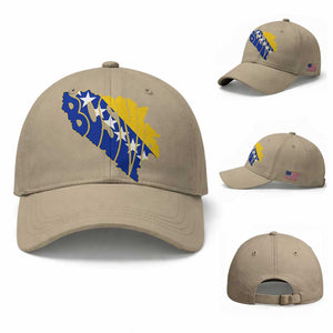 Bosnia And Herzegovina Word Art Map Baseball Cap Bosnian Pride Gift TS12 Baseball Cap Universal Fit Khaki Print Your Wear