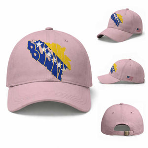 Bosnia And Herzegovina Word Art Map Baseball Cap Bosnian Pride Gift TS12 Baseball Cap Universal Fit Light Pink Print Your Wear