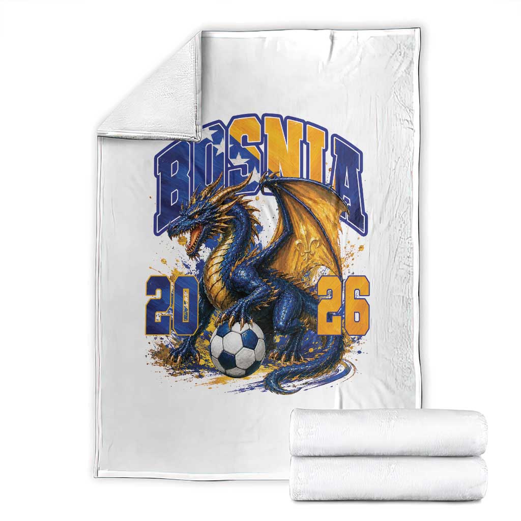Bosnian Dragon Fudbal Fan Throw Blanket Bosnia And Herzegovina Pride TS12 White Print Your Wear