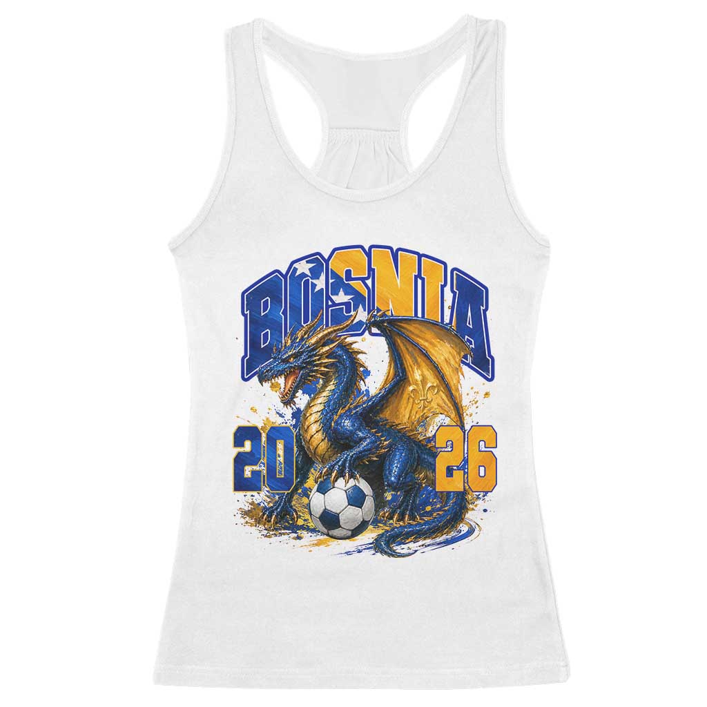 Bosnian Dragon Fudbal Fan Racerback Tank Top Bosnia And Herzegovina Pride TS12 White Print Your Wear