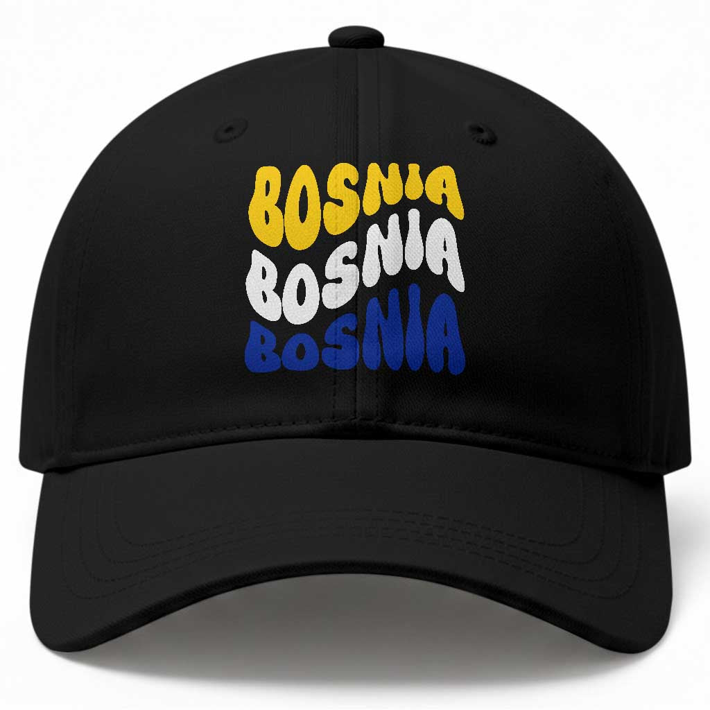Groovy Retro Bosnia Baseball Cap Proud Bosnian Balkan Heritage Gift TS12 Print Your Wear