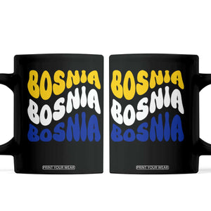 Groovy Retro Bosnia Coffee Mug Proud Bosnian Balkan Heritage Gift TS12 Black Print Your Wear
