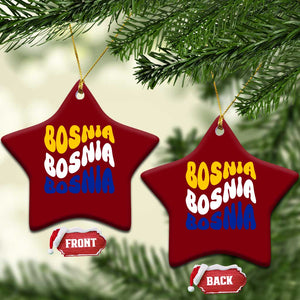 Groovy Retro Bosnia Ceramic Ornament Proud Bosnian Balkan Heritage Gift TS12 Print Your Wear