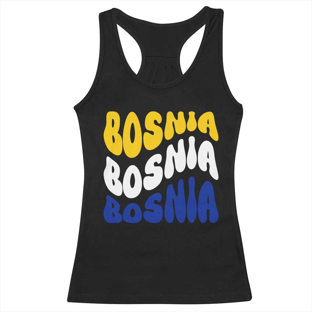 Groovy Retro Bosnia Racerback Tank Top Proud Bosnian Balkan Heritage Gift TS12 Black Print Your Wear