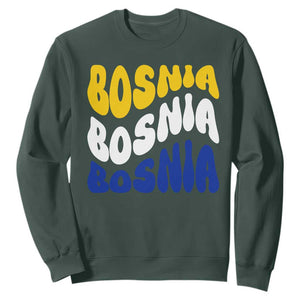 Groovy Retro Bosnia Sweatshirt Proud Bosnian Balkan Heritage Gift TS12 Dark Forest Green Print Your Wear