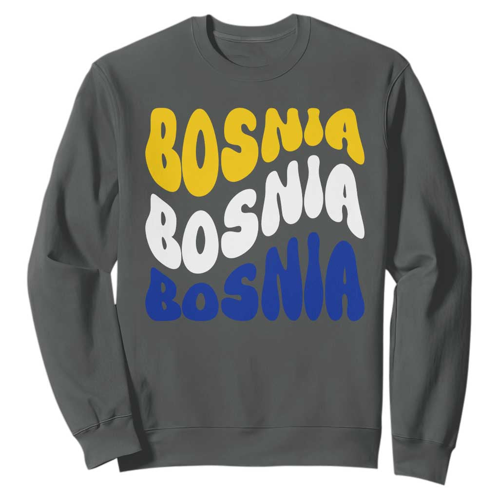 Groovy Retro Bosnia Sweatshirt Proud Bosnian Balkan Heritage Gift TS12 Dark Heather Print Your Wear