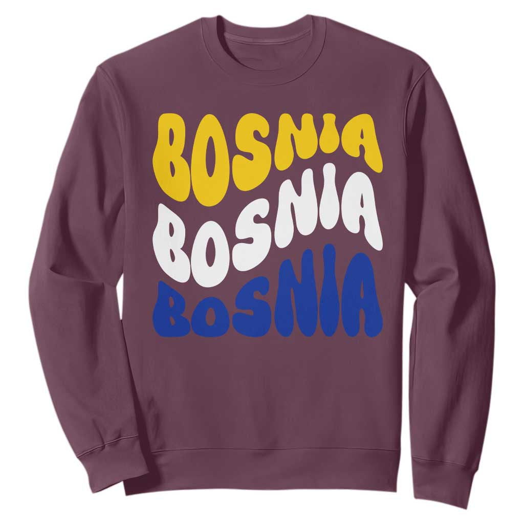 Groovy Retro Bosnia Sweatshirt Proud Bosnian Balkan Heritage Gift TS12 Maroon Print Your Wear