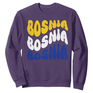 Groovy Retro Bosnia Sweatshirt Proud Bosnian Balkan Heritage Gift TS12 Purple Print Your Wear