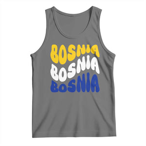 Groovy Retro Bosnia Tank Top Proud Bosnian Balkan Heritage Gift TS12 Black Heather Print Your Wear