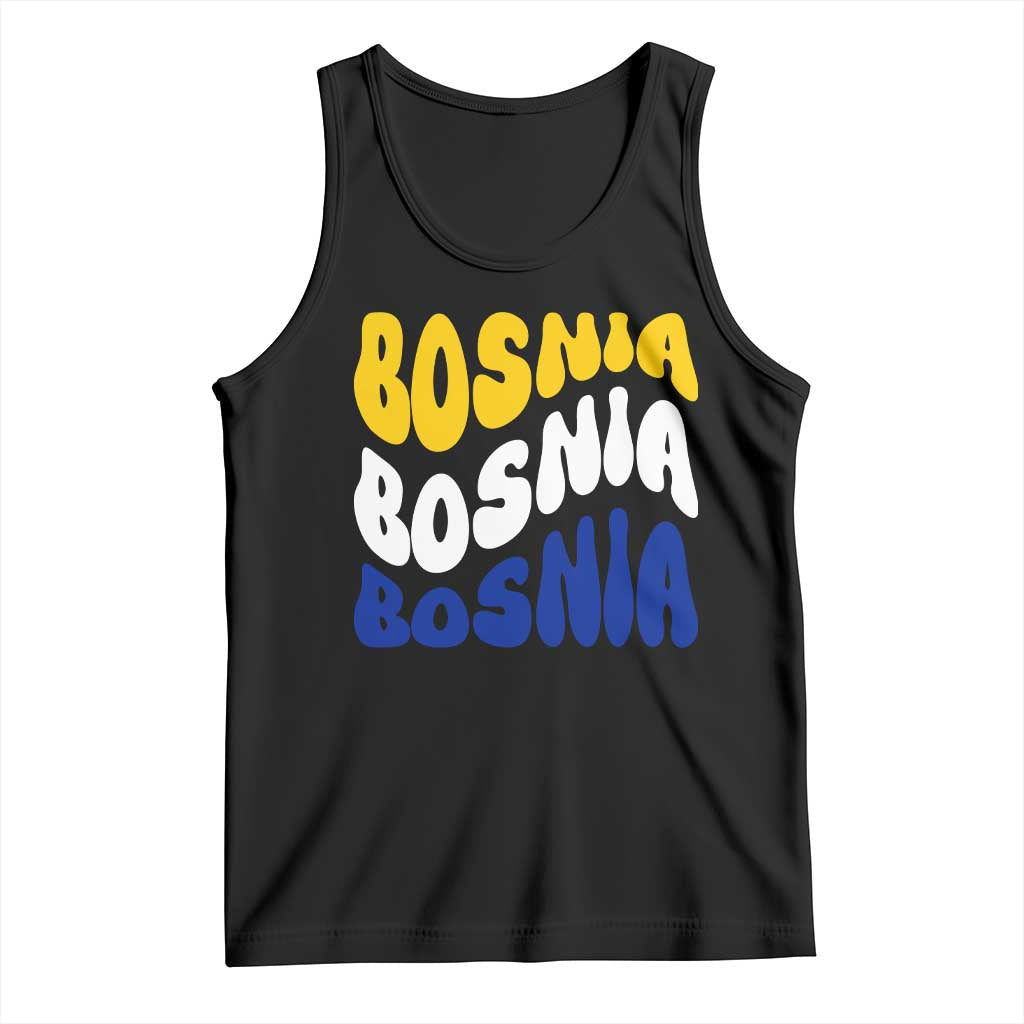 Groovy Retro Bosnia Tank Top Proud Bosnian Balkan Heritage Gift TS12 Black Print Your Wear
