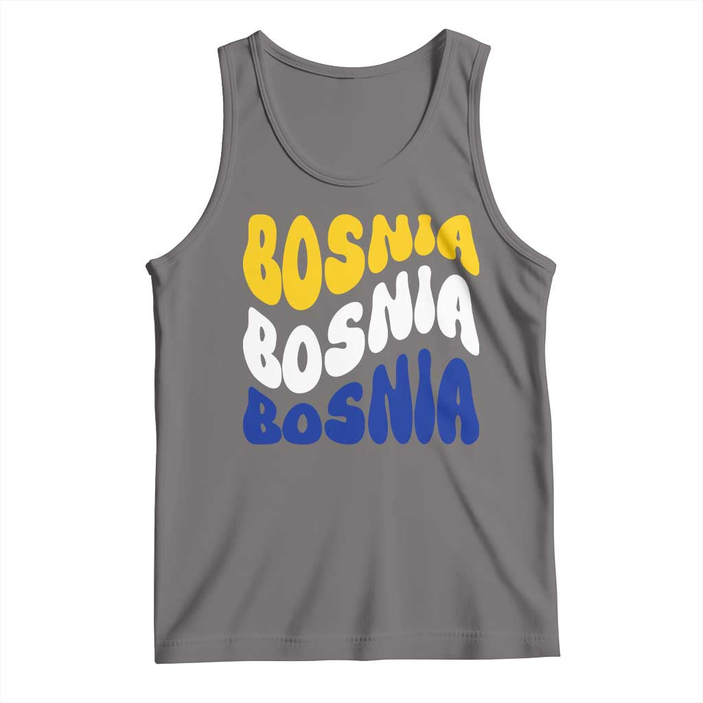 Groovy Retro Bosnia Tank Top Proud Bosnian Balkan Heritage Gift TS12 Deep Heather Print Your Wear