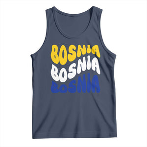 Groovy Retro Bosnia Tank Top Proud Bosnian Balkan Heritage Gift TS12 Navy Print Your Wear