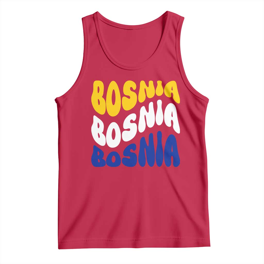 Groovy Retro Bosnia Tank Top Proud Bosnian Balkan Heritage Gift TS12 Red Print Your Wear