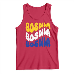 Groovy Retro Bosnia Tank Top Proud Bosnian Balkan Heritage Gift TS12 Red Print Your Wear