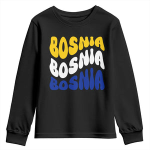 Groovy Retro Bosnia Youth Sweatshirt Proud Bosnian Balkan Heritage Gift TS12 Black Print Your Wear
