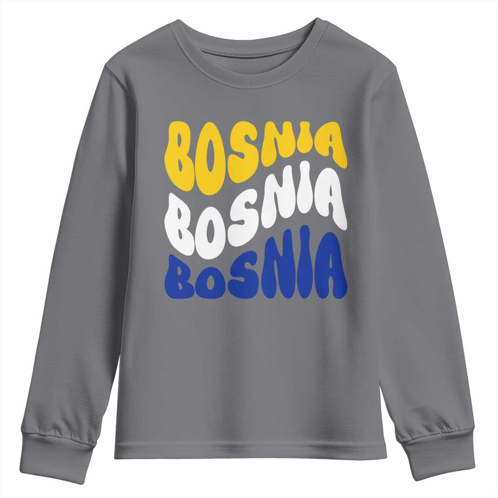 Groovy Retro Bosnia Youth Sweatshirt Proud Bosnian Balkan Heritage Gift TS12 Charcoal Print Your Wear