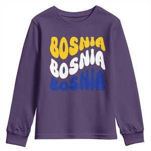 Groovy Retro Bosnia Youth Sweatshirt Proud Bosnian Balkan Heritage Gift TS12 Purple Print Your Wear