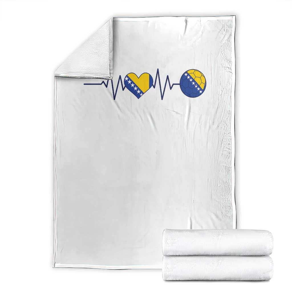 Bosnian Fudbal Heartbeat Throw Blanket Bosnia And Herzegovina Soccer Fan Gift TS12 White Print Your Wear