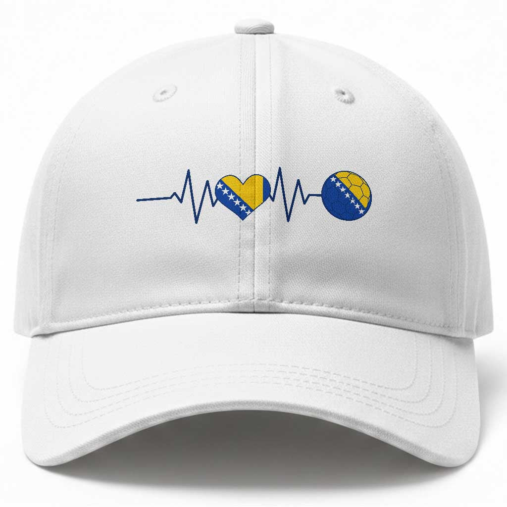 Bosnian Fudbal Heartbeat Baseball Cap Bosnia And Herzegovina Soccer Fan Gift TS12 Print Your Wear