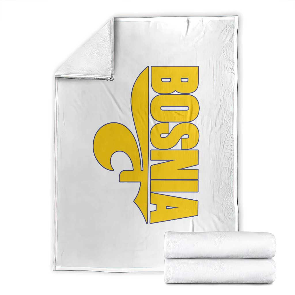 Bosnian Fleur De Lis Flag Throw Blanket Proud Bosnia Heritage Gift TS12 White Print Your Wear