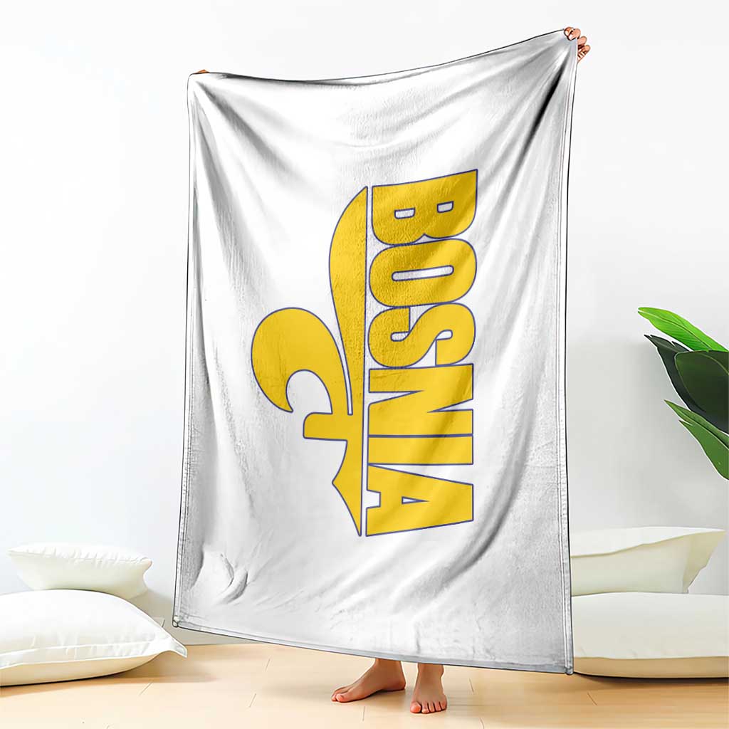 Bosnian Fleur De Lis Flag Throw Blanket Proud Bosnia Heritage Gift TS12 Print Your Wear