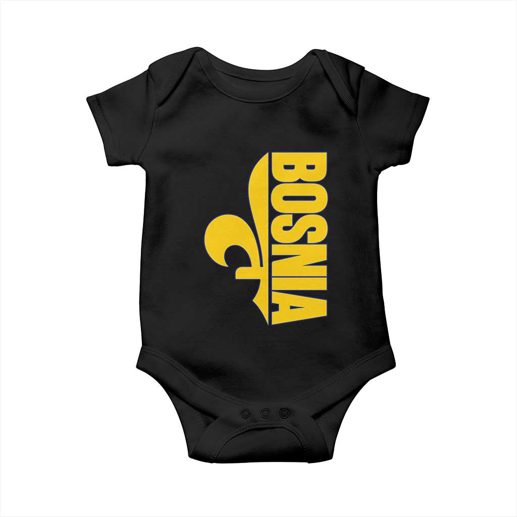 Bosnian Fleur De Lis Flag Baby Onesie Proud Bosnia Heritage Gift TS12 Black Print Your Wear
