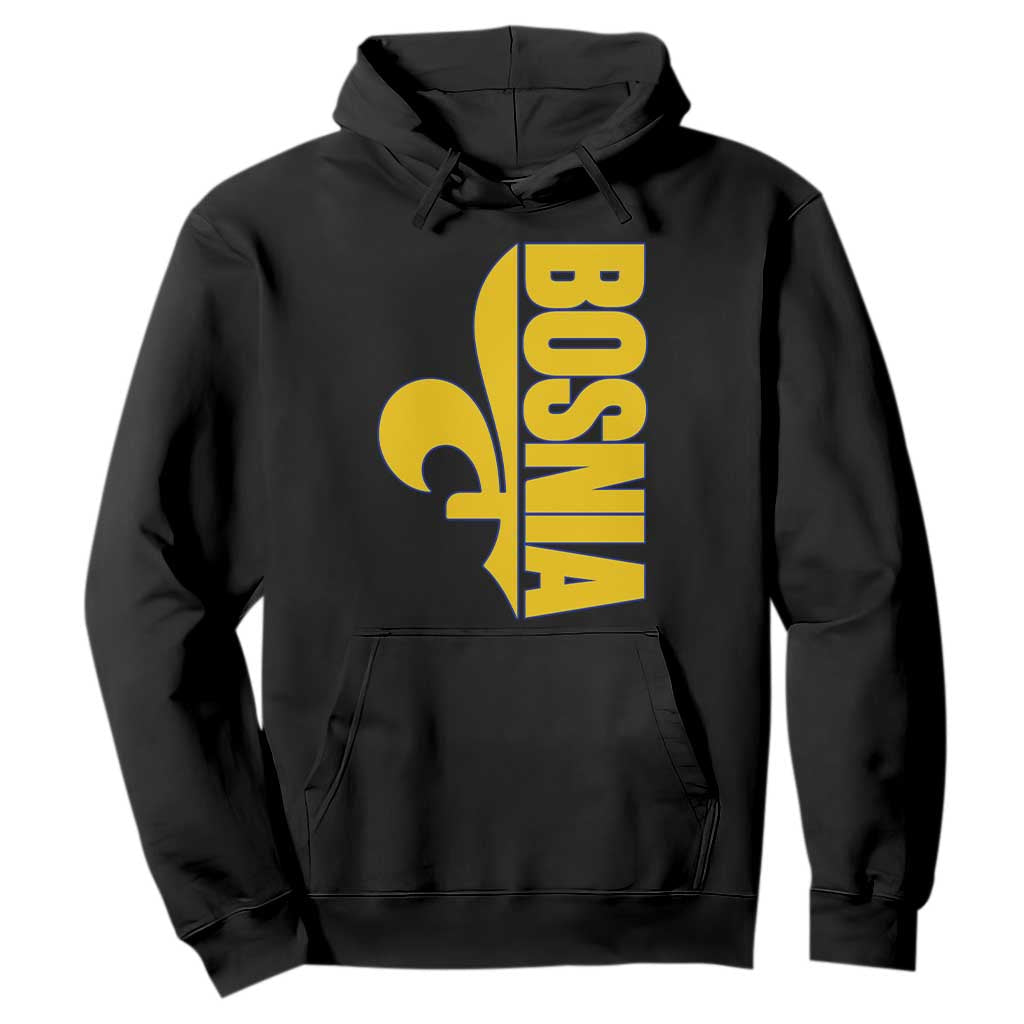 Bosnian Fleur De Lis Flag Hoodie Proud Bosnia Heritage Gift TS12 Black Print Your Wear