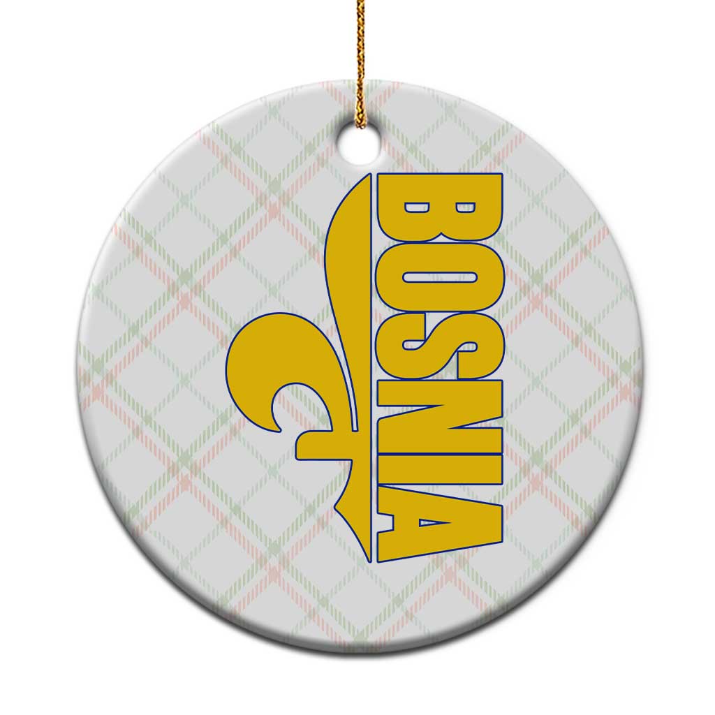 Bosnian Fleur De Lis Flag Ceramic Ornament Proud Bosnia Heritage Gift TS12 1pc Christmas Plaid Print Your Wear