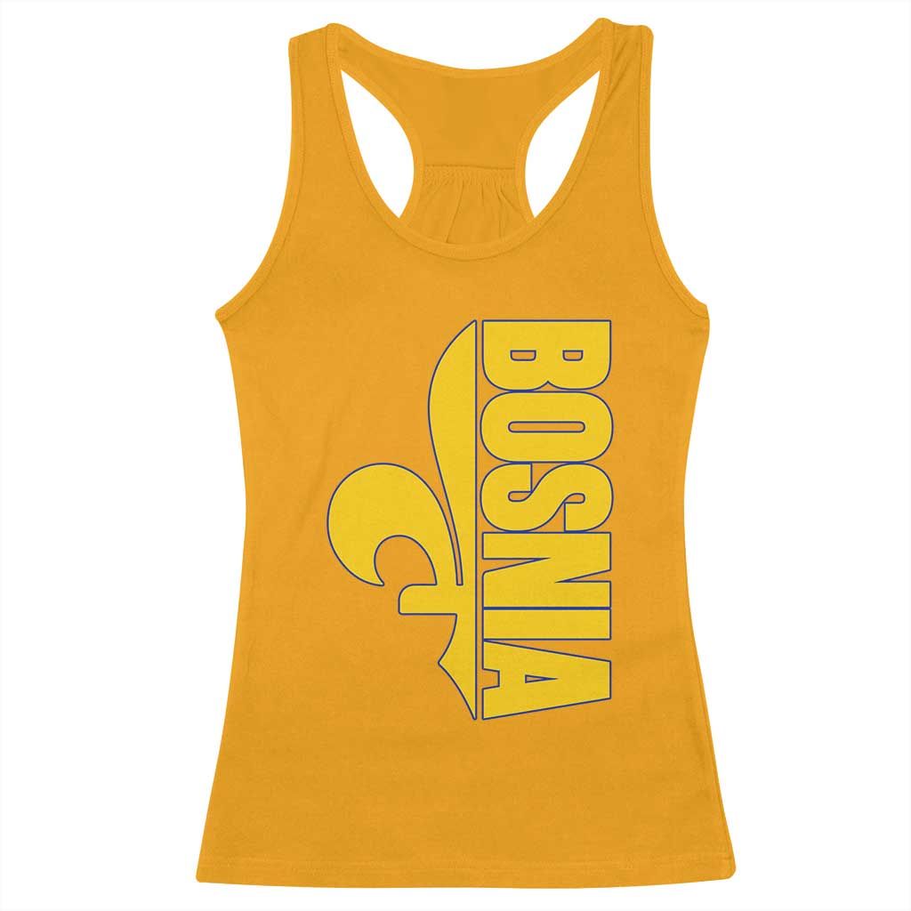 Bosnian Fleur De Lis Flag Racerback Tank Top Proud Bosnia Heritage Gift TS12 Gold Print Your Wear