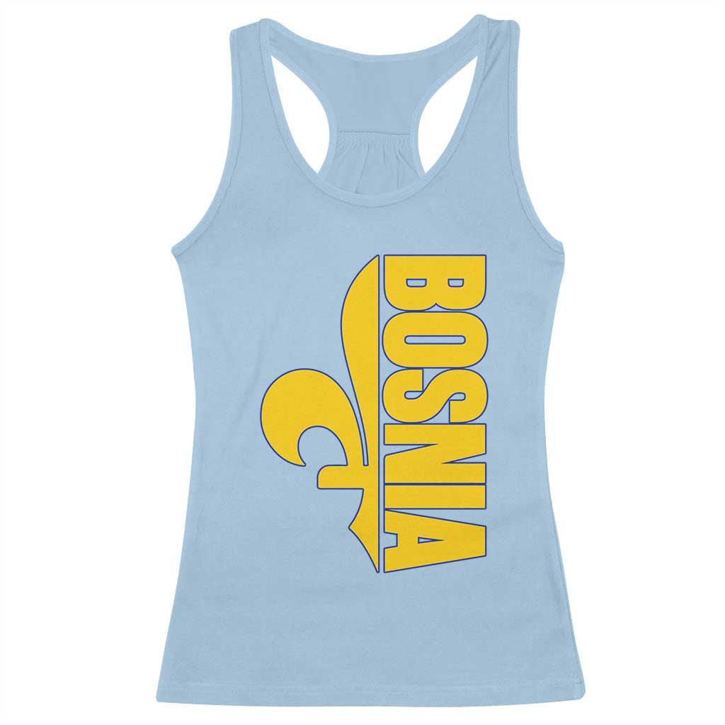 Bosnian Fleur De Lis Flag Racerback Tank Top Proud Bosnia Heritage Gift TS12 Light Blue Print Your Wear